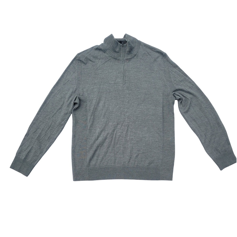 Express Quarter‎ Zip Pullover Sweater Men's Large Gray Mock Neck Ribbed Knit P94